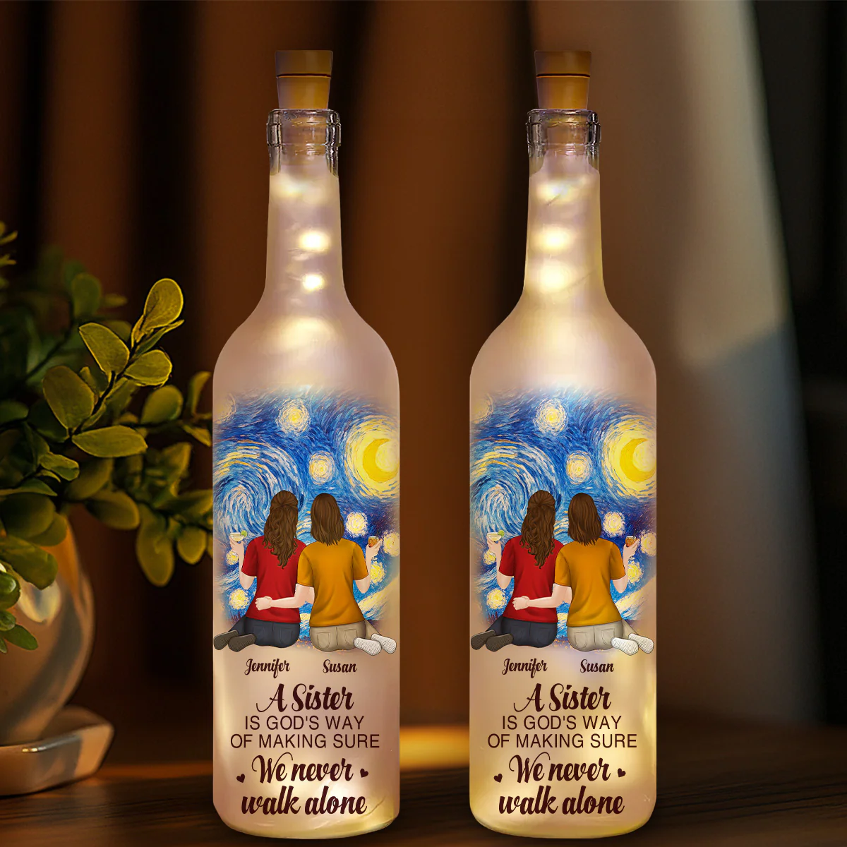 A Sister Is God Way - Personalized Custom Bottle Lamp - Image 2