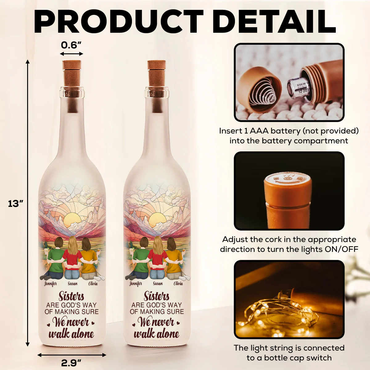 A Sister Is God Way - Personalized Custom Bottle Lamp - Image 6