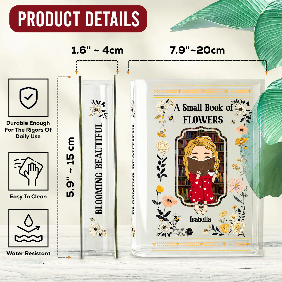 A Small Book Of Flowers - Personalized Custom Acrylic Book Vase - Image 6
