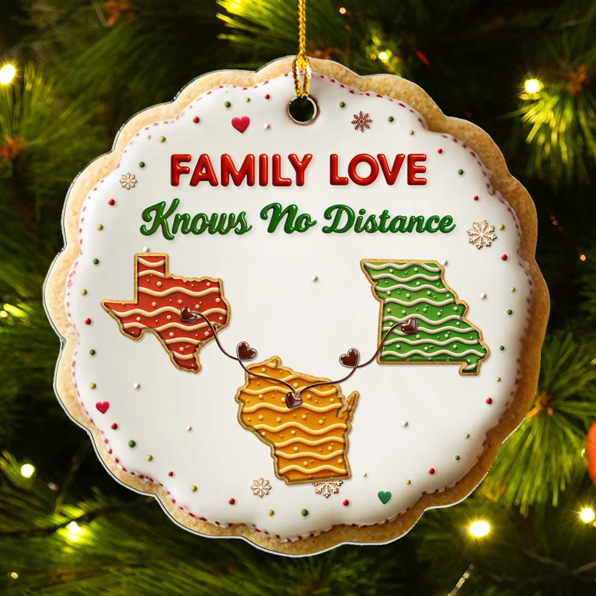 A Sweet Family Knows No Distance - Personalized Custom 3D Effect Acrylic Ornament - Image 2