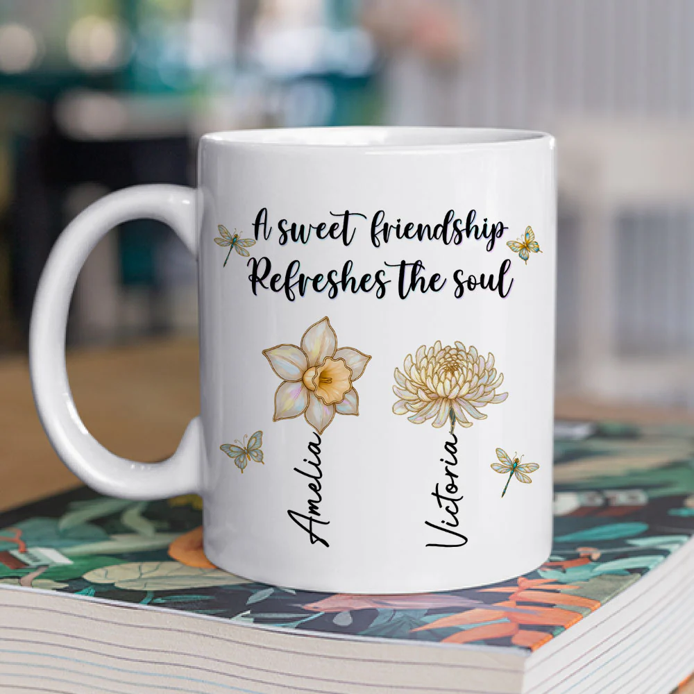 A Sweet Friendship - Personalized Custom Coffee Mug - Image 2