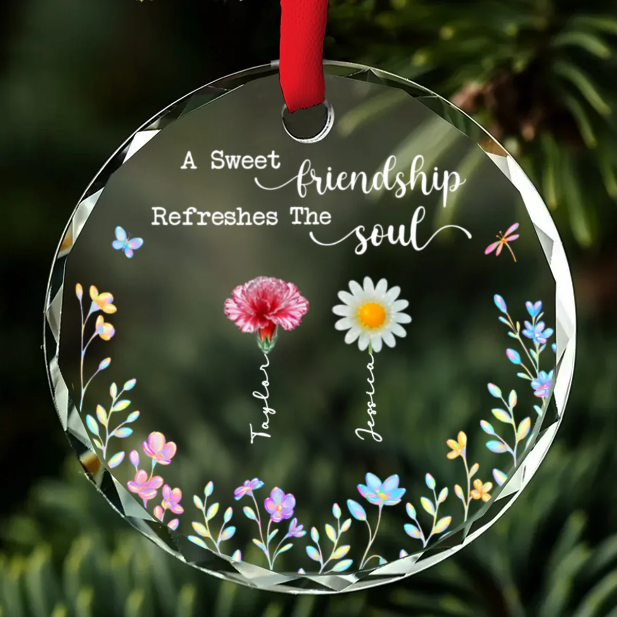 A Sweet Friendship - Personalized Custom Glass Ornament - Image 6
