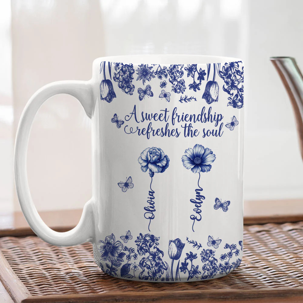 A Sweet Friendship Toile - Personalized Custom Coffee Mug - Image 5