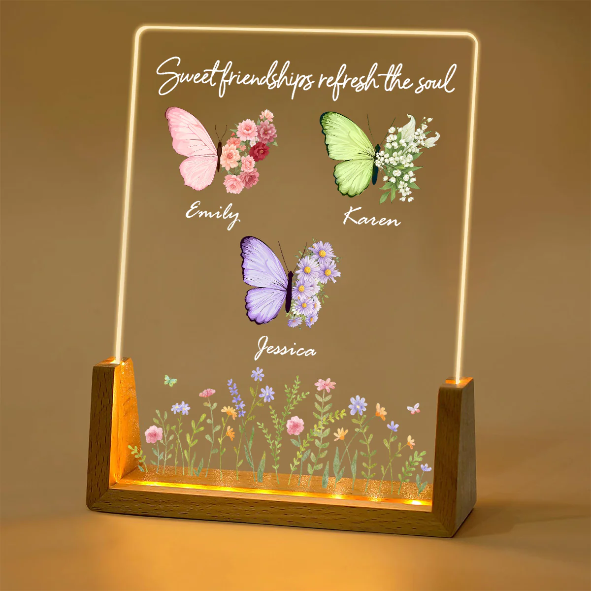 A True Friend Refreshes You - Personalized Custom Plaque With Walnut Base