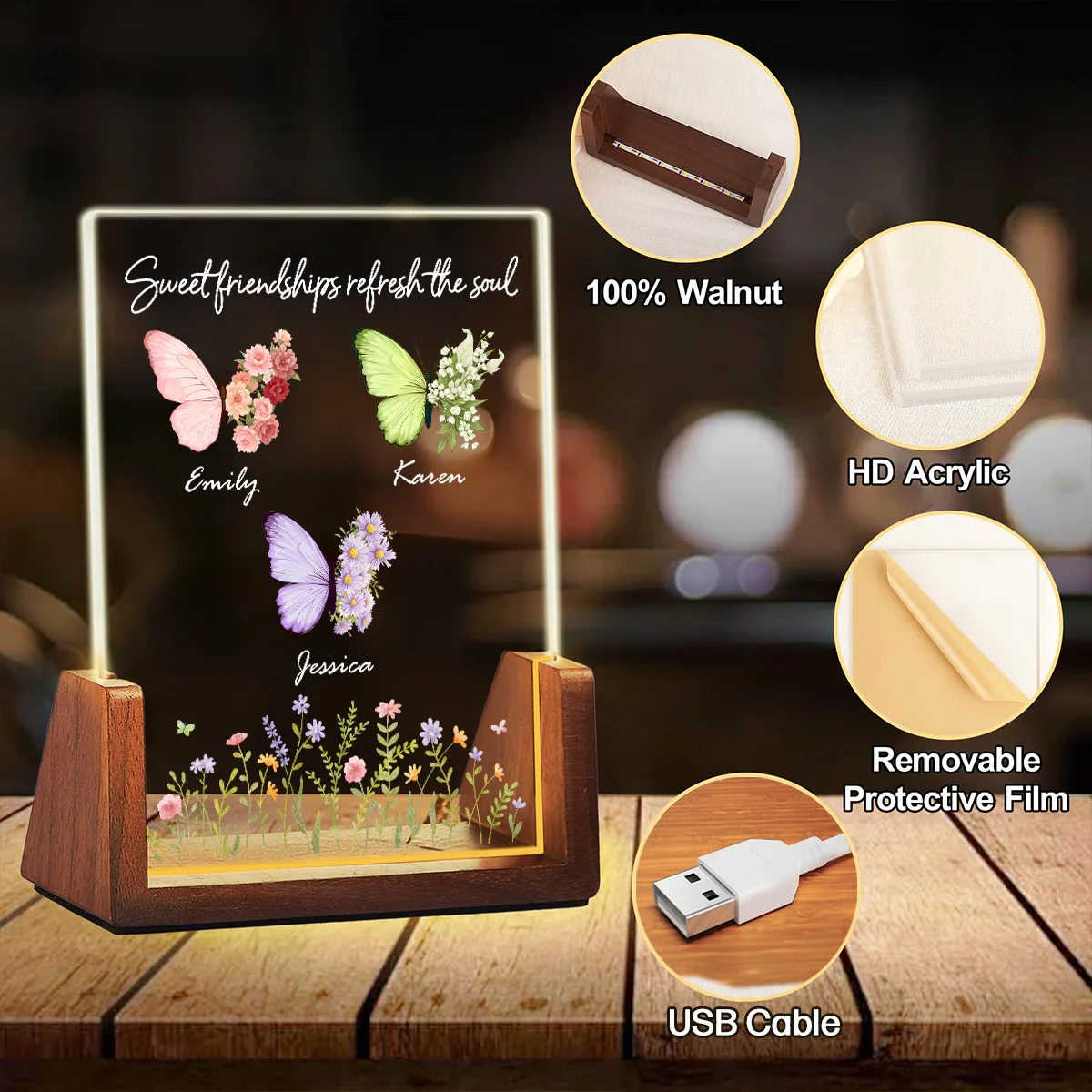 A True Friend Refreshes You - Personalized Custom Plaque With Walnut Base - Image 7