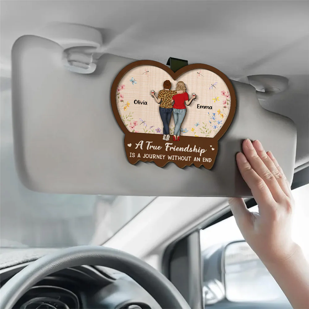 A True Friendship Is A Journey - Personalized Custom Car Visor Clip - Image 2