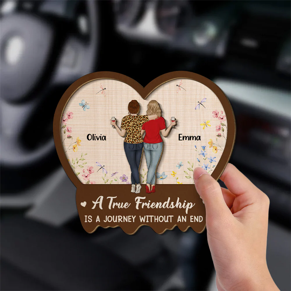 A True Friendship Is A Journey - Personalized Custom Car Visor Clip - Image 3