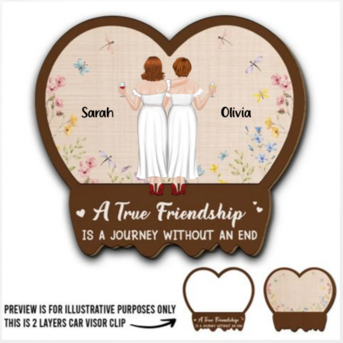 A True Friendship Is A Journey - Personalized Custom Car Visor Clip - Image 4