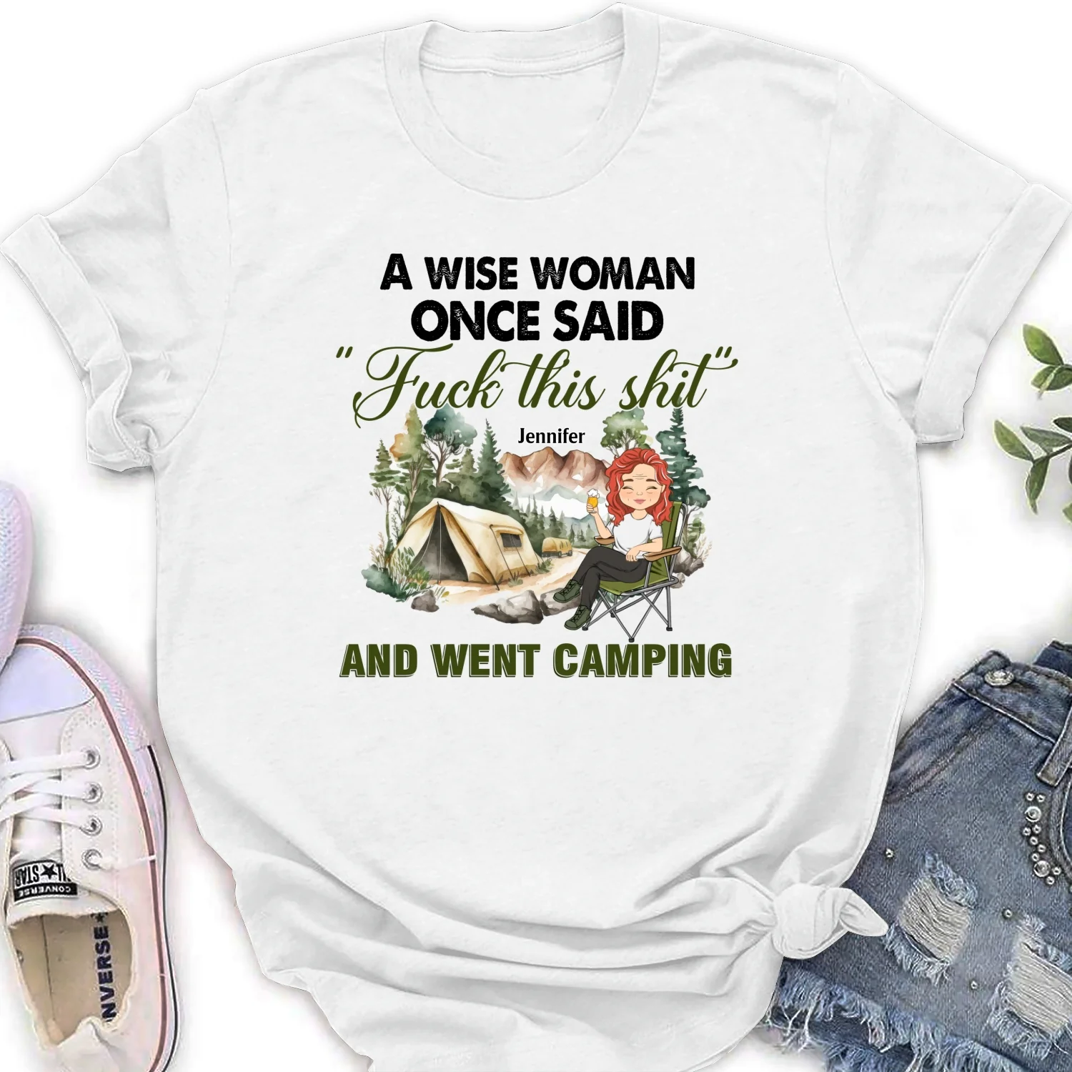 A Wise Woman Once Said And Went Camping - Personalized Custom Shirt - Image 15