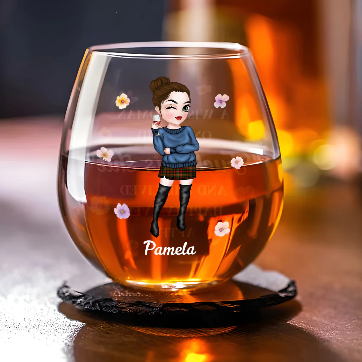 A Wise Woman Once Said - Personalized Custom Wine Glass - Image 3