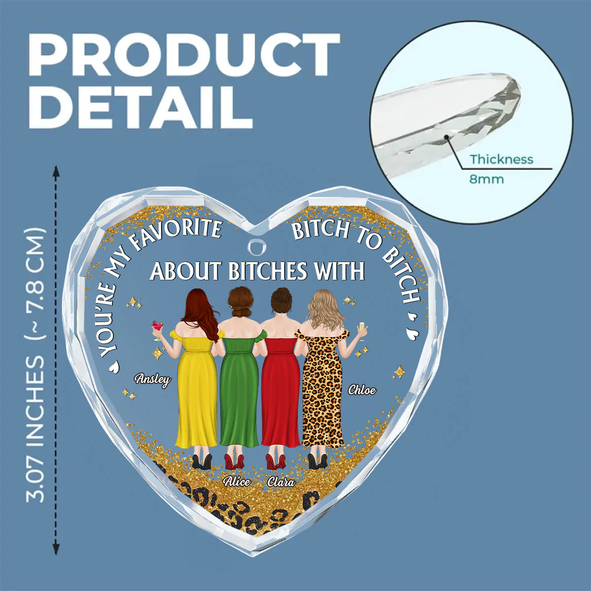 About Bitches With - Personalized Custom Glass Ornament - Image 6