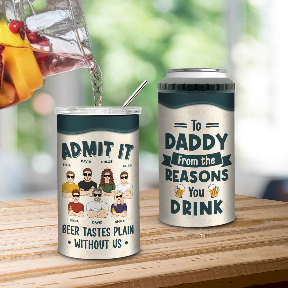 Admit It Beer Tastes Plain Without Us - Personalized Custom Can Cooler Tumbler - Image 5