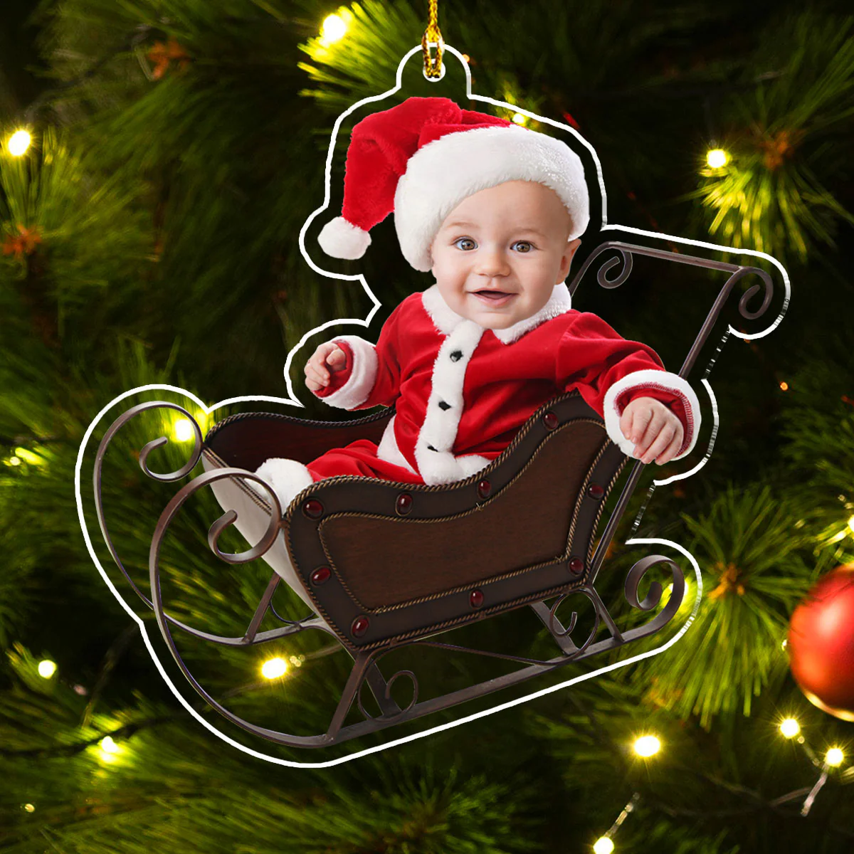Adorable Newborn Baby - Personalized Custom Acrylic Ornament - Image 3