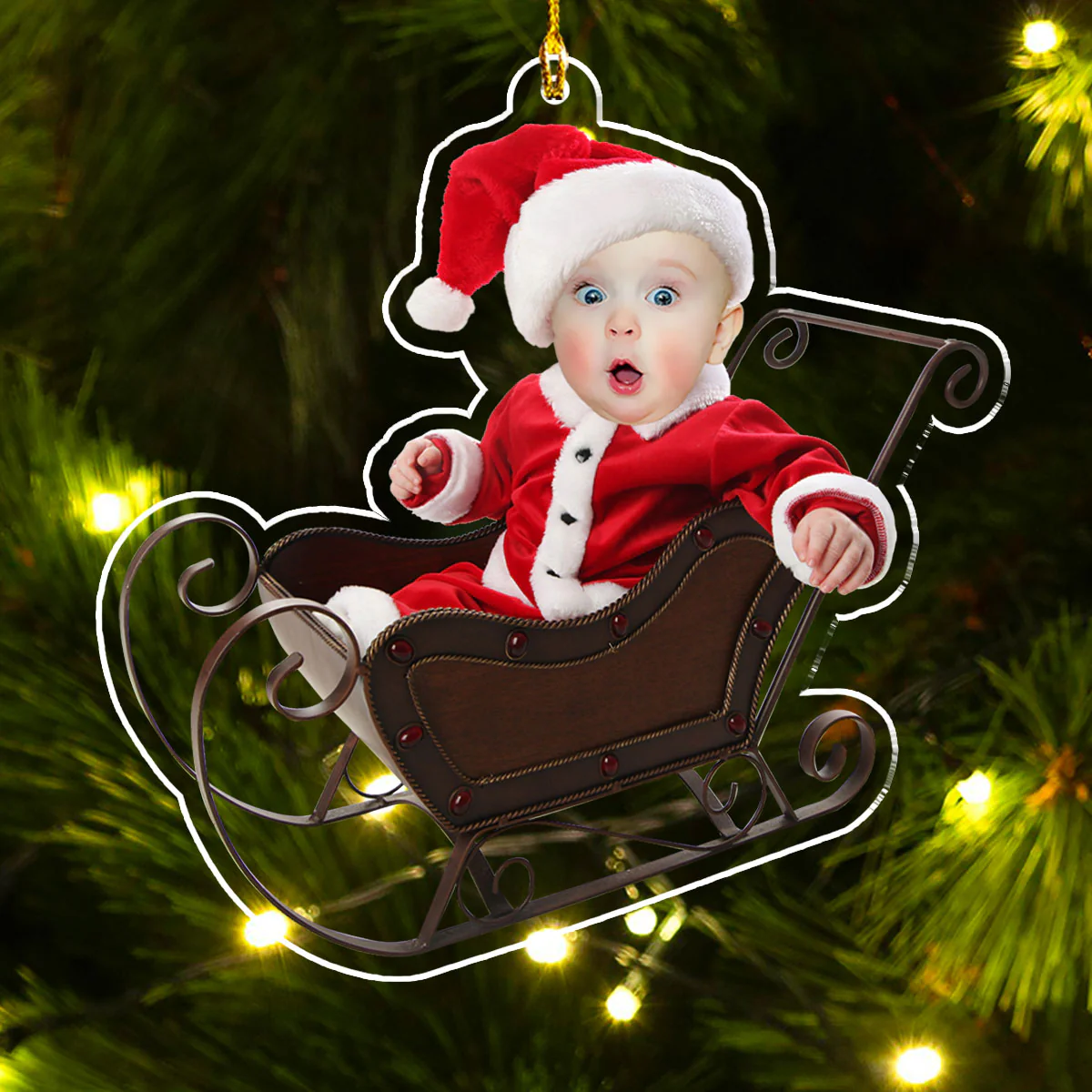 Adorable Newborn Baby - Personalized Custom Acrylic Ornament - Image 4