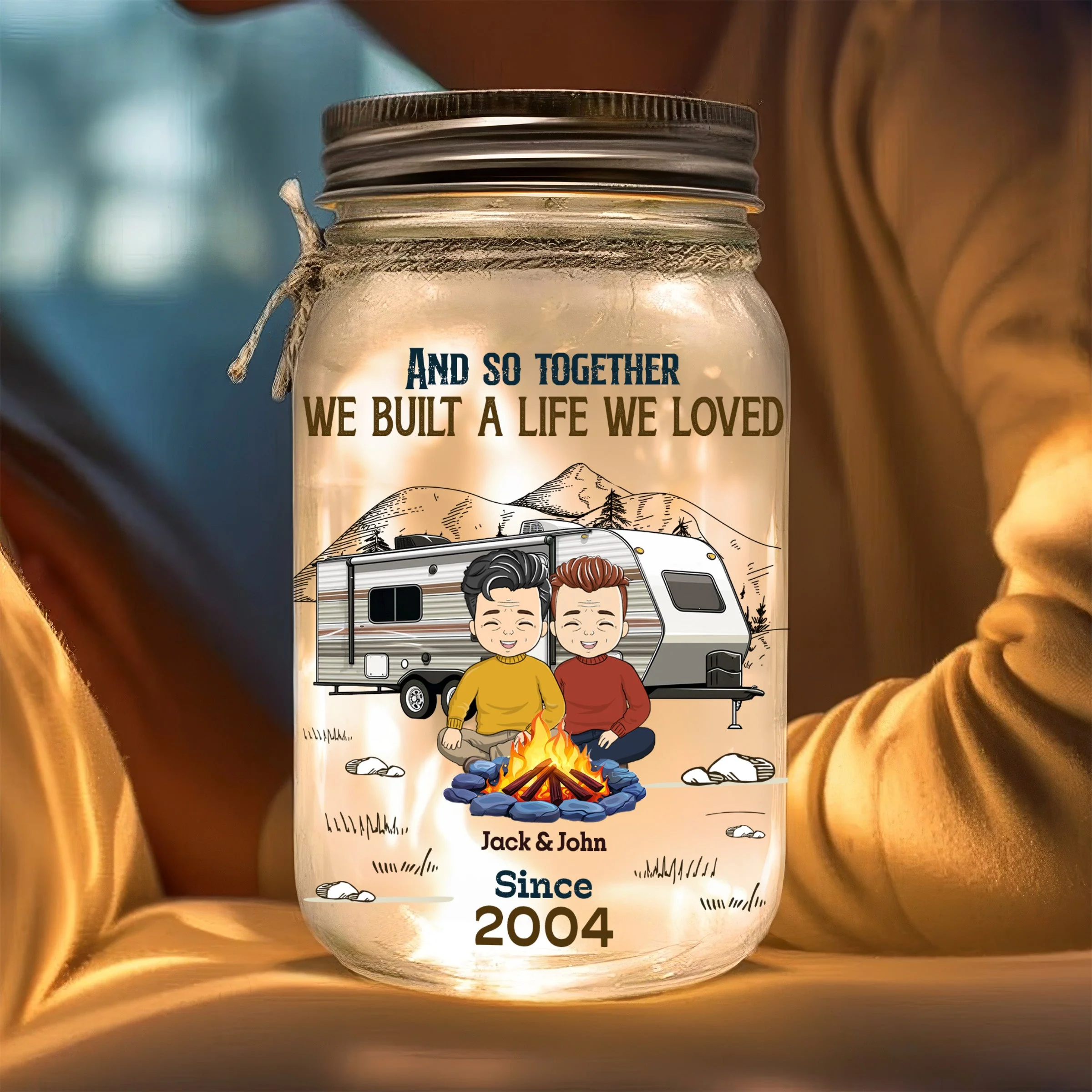 Adventuring Together - Personalized Custom Mason Jar Light - Image 2