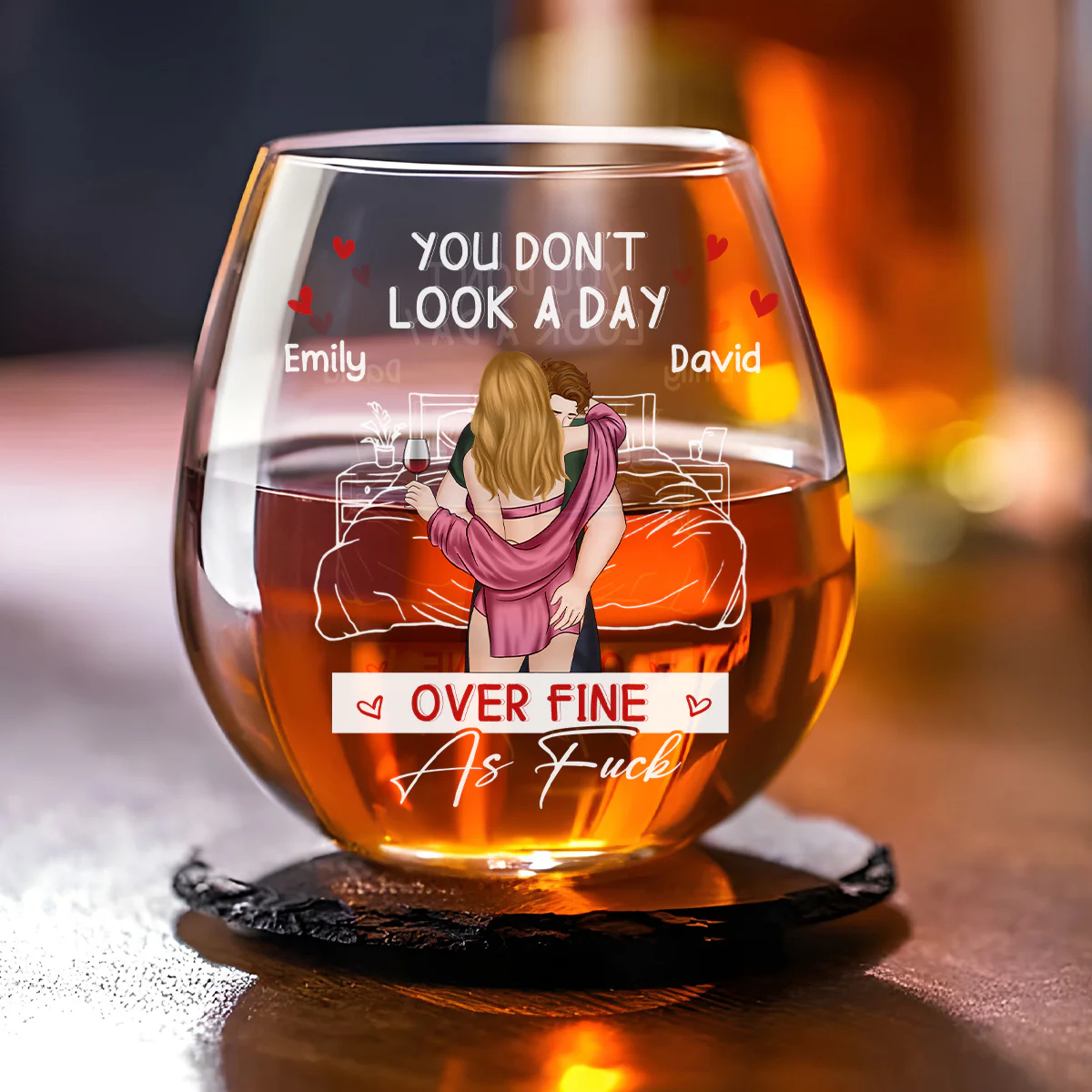 Aging Gracefully Still So Fine- Personalized Custom Wine Glass - Image 3