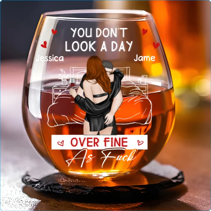 Aging Gracefully Still So Fine- Personalized Custom Wine Glass - Image 5