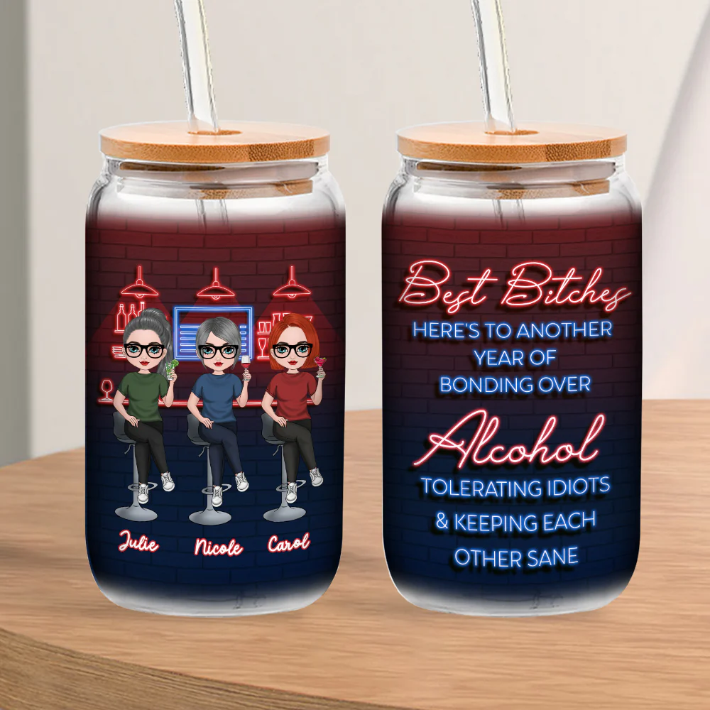 Alcohol Best Friends - Personalized Custom Glass Can - Image 3