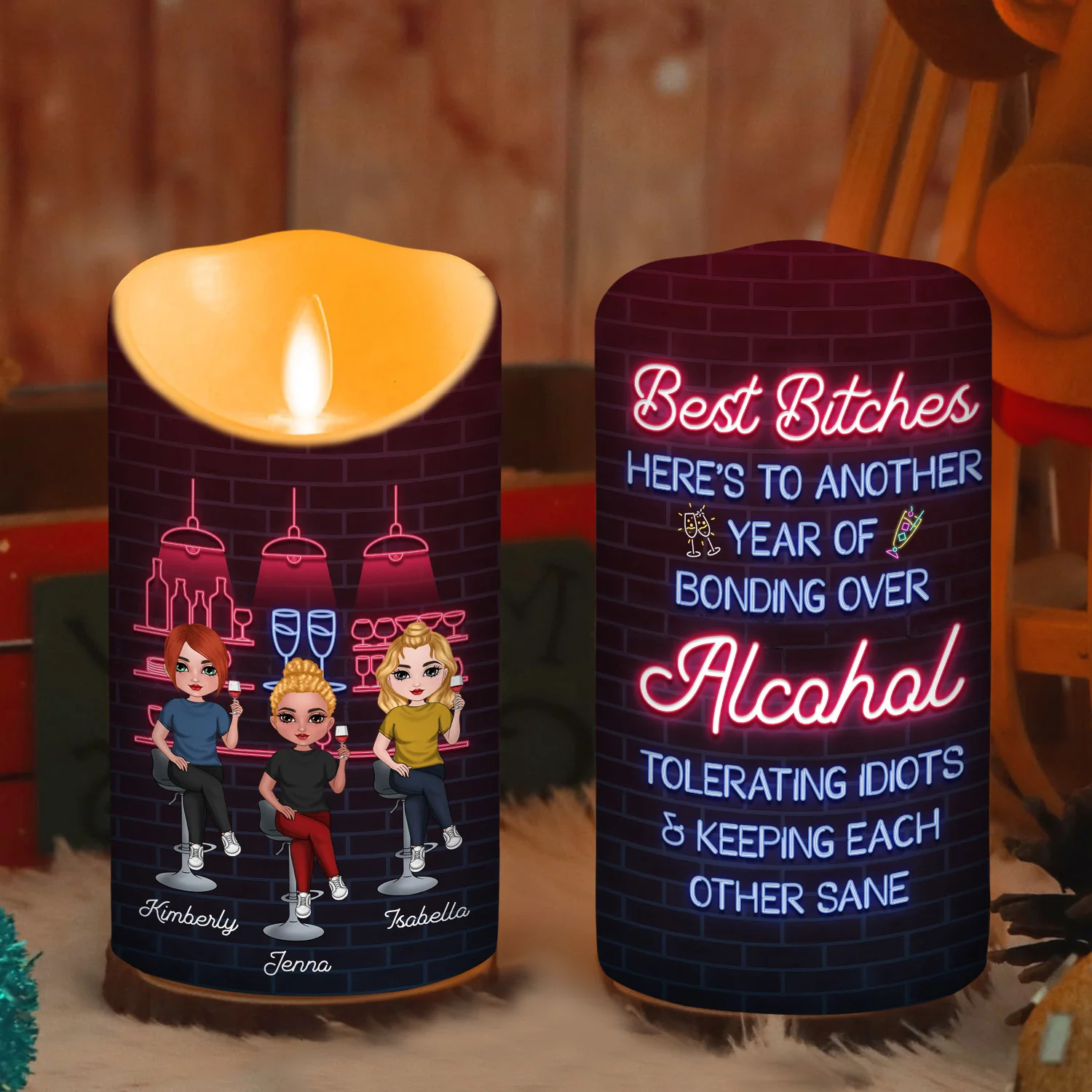 Alcohol Best Friends - Personalized Custom LED Candle - Image 2