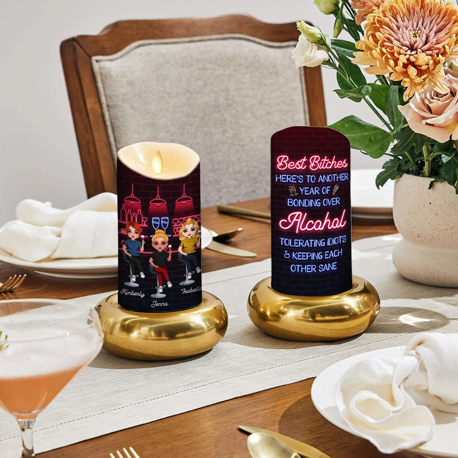 Alcohol Best Friends - Personalized Custom LED Candle - Image 4