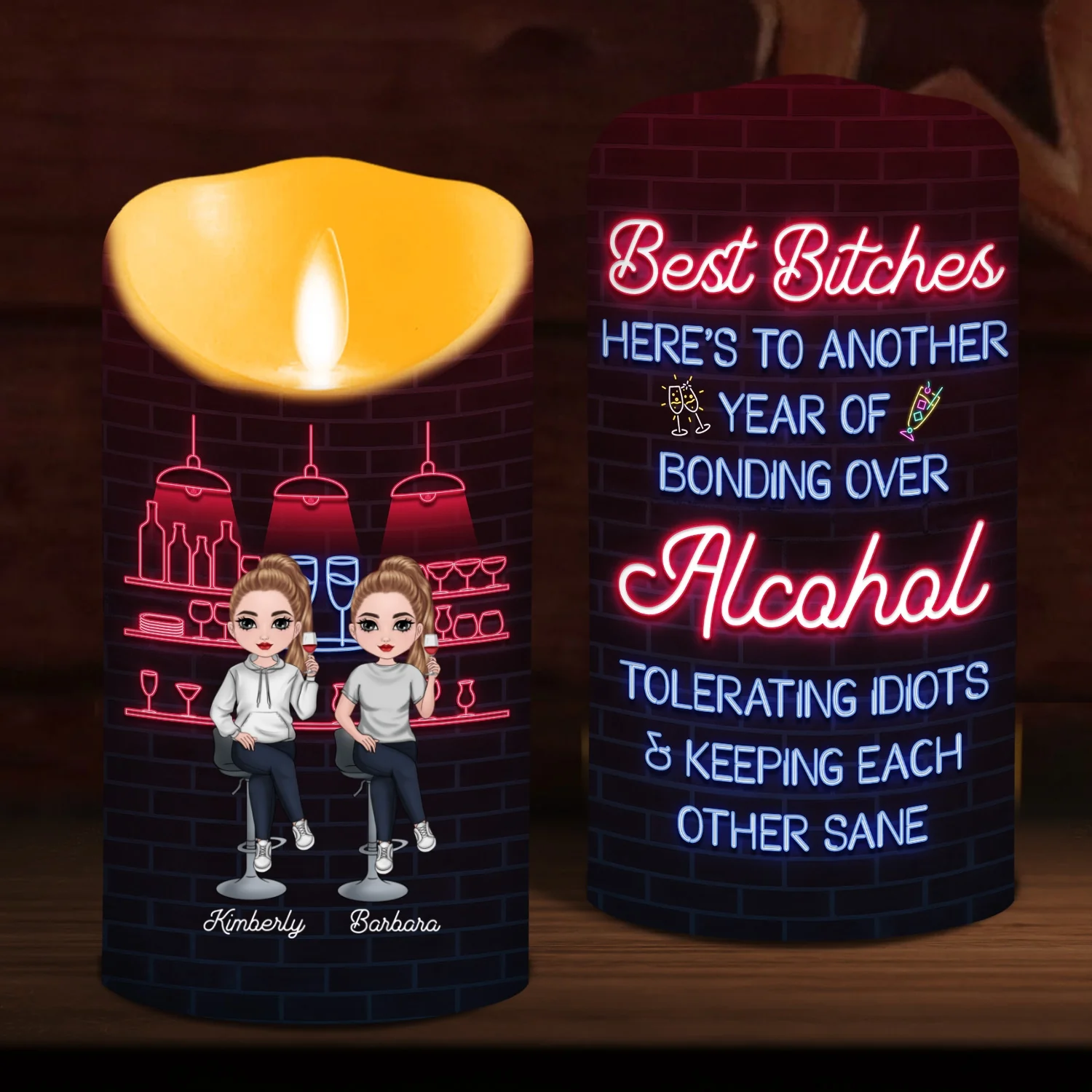 Alcohol Best Friends - Personalized Custom LED Candle - Image 5