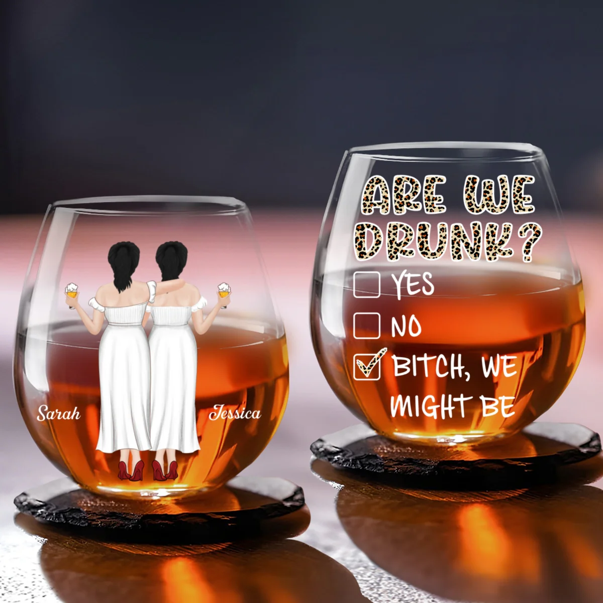 Alcohol Best Friends - Personalized Custom Wine Glass - Image 5