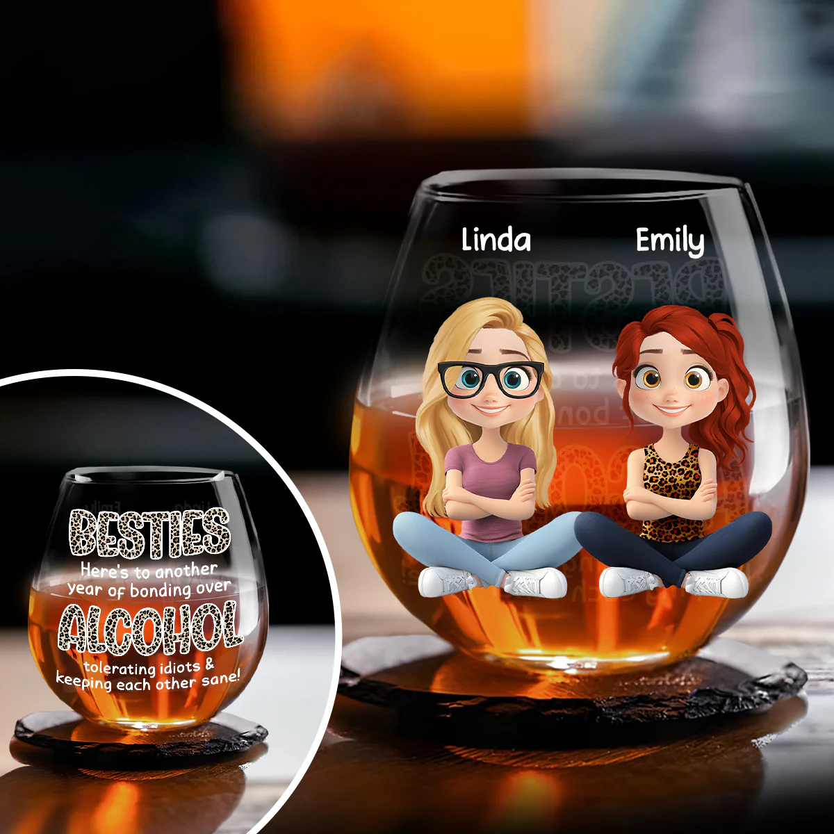 Alcohol Tolerating Cartoonize - Personalized Custom Wine Glass - Image 3