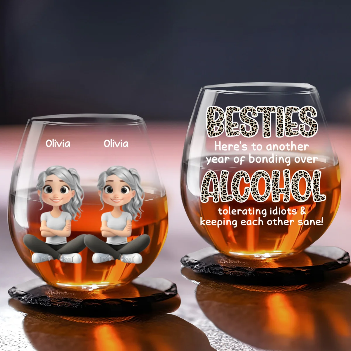Alcohol Tolerating Cartoonize - Personalized Custom Wine Glass - Image 5