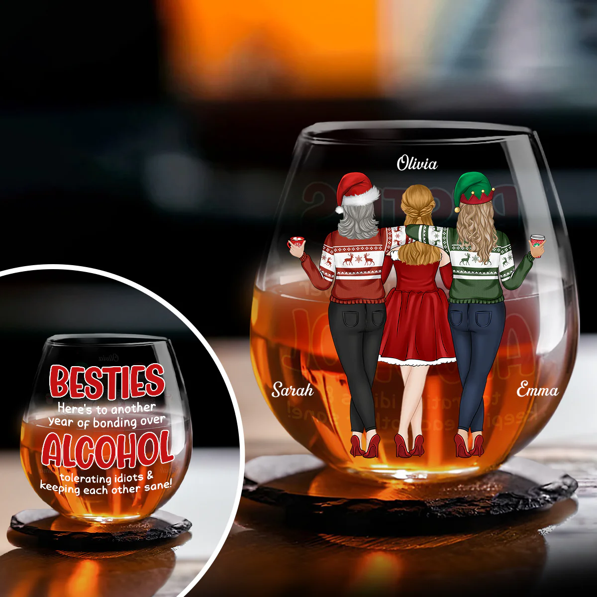 Alcohol Tolerating Christmas - Personalized Custom Wine Glass - Image 2
