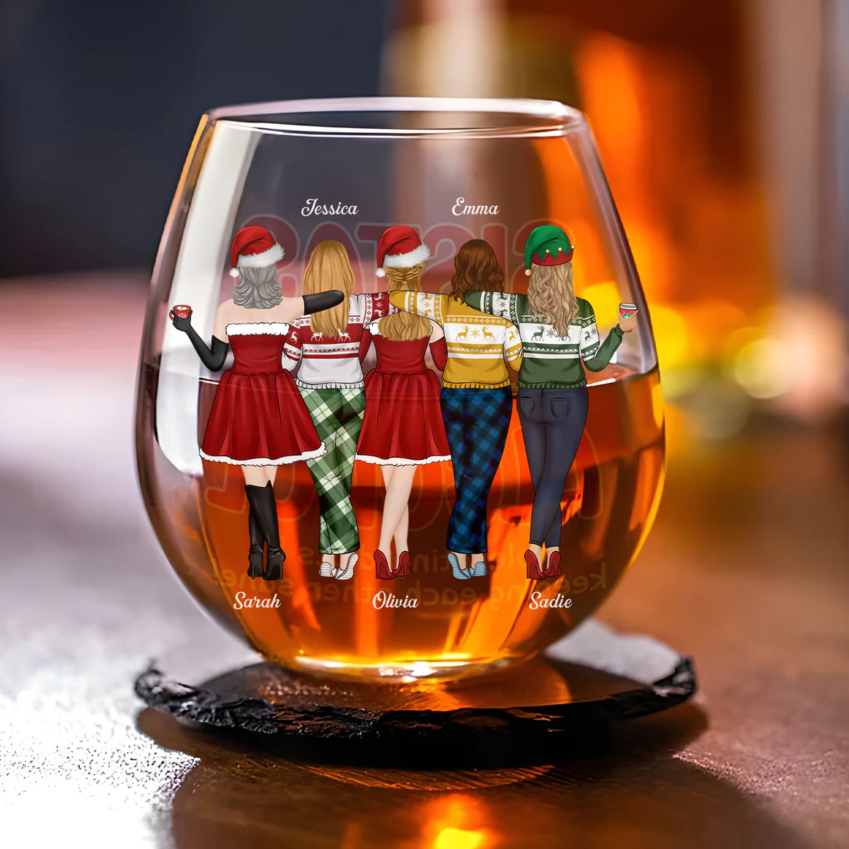 Alcohol Tolerating Christmas - Personalized Custom Wine Glass - Image 4