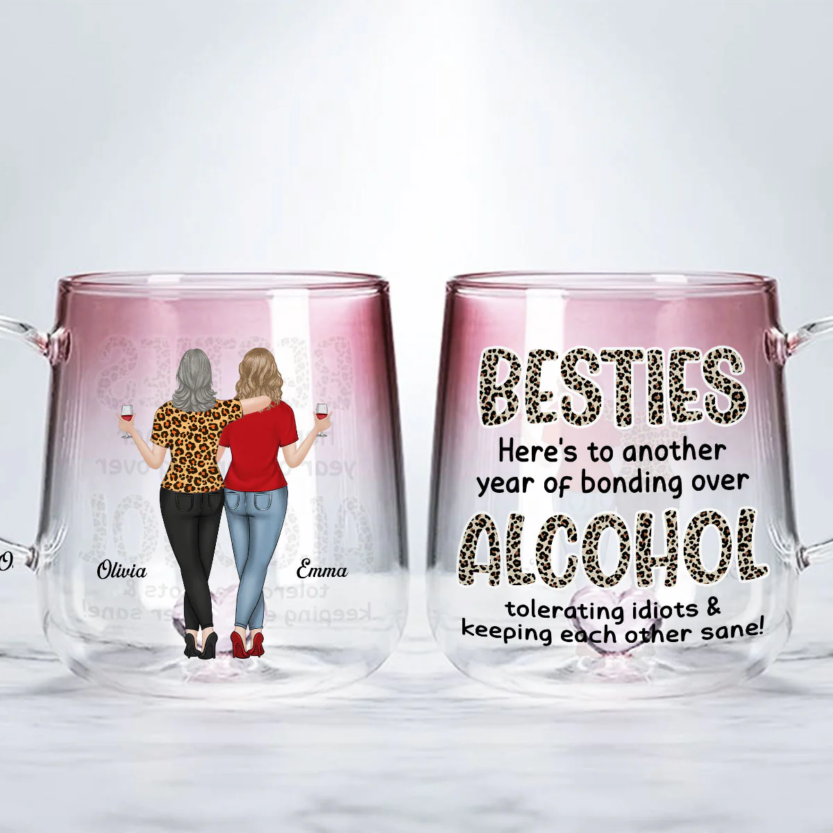 Alcohol Tolerating - Personalized Custom Pink Gradient Glass Mug - Image 2