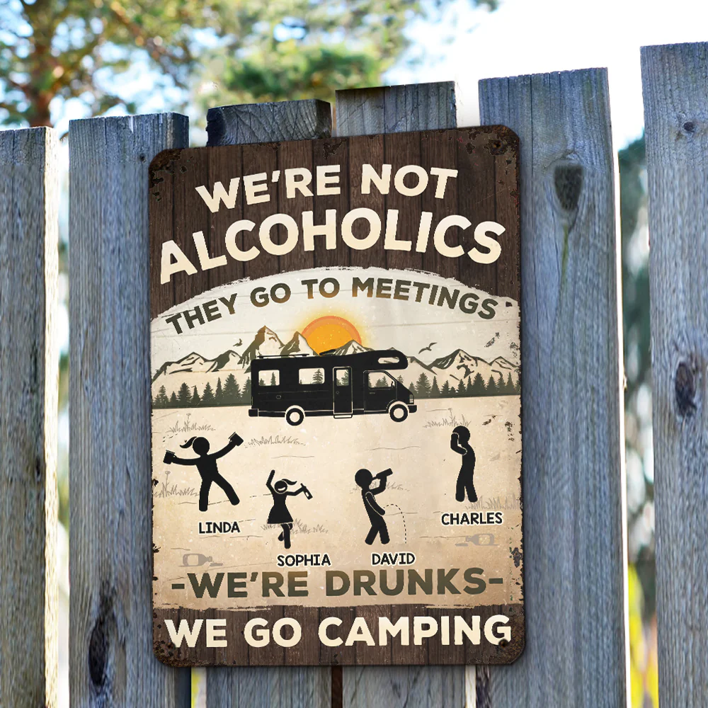 Alcoholics Go To Meetings - Personalized Custom Metal Sign - Image 2