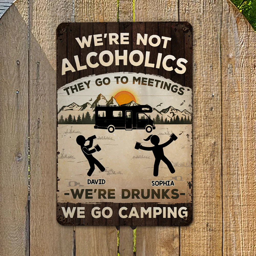Alcoholics Go To Meetings - Personalized Custom Metal Sign - Image 3
