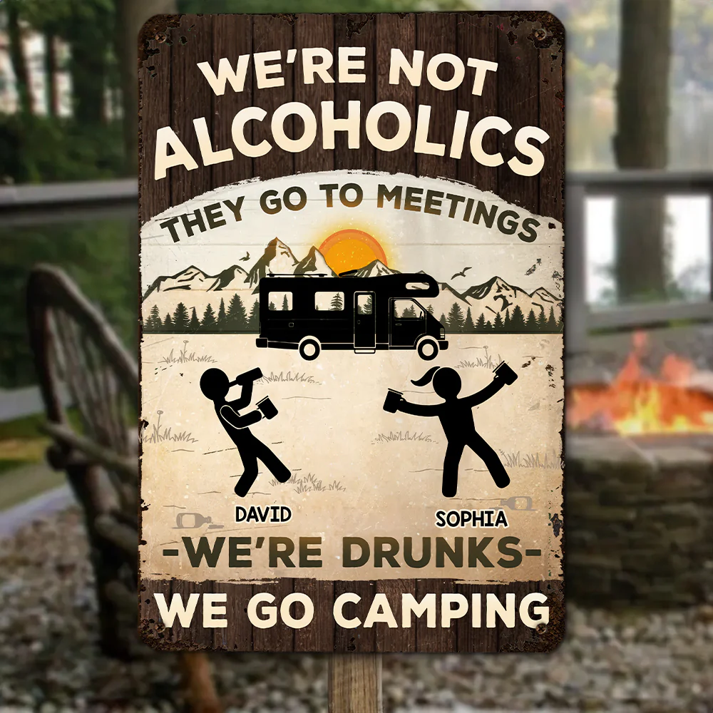 Alcoholics Go To Meetings - Personalized Custom Metal Sign - Image 4