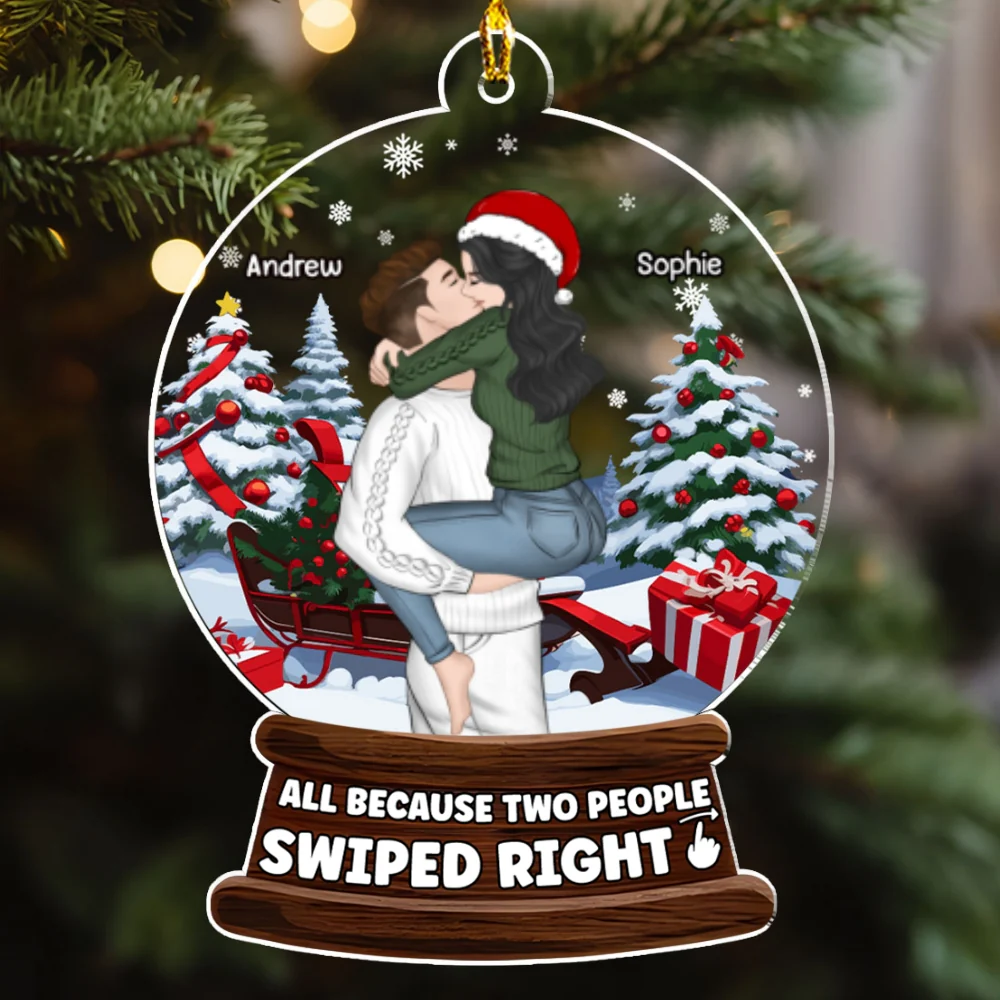 All Because Two People - Personalized Custom Acrylic Ornament - Image 3
