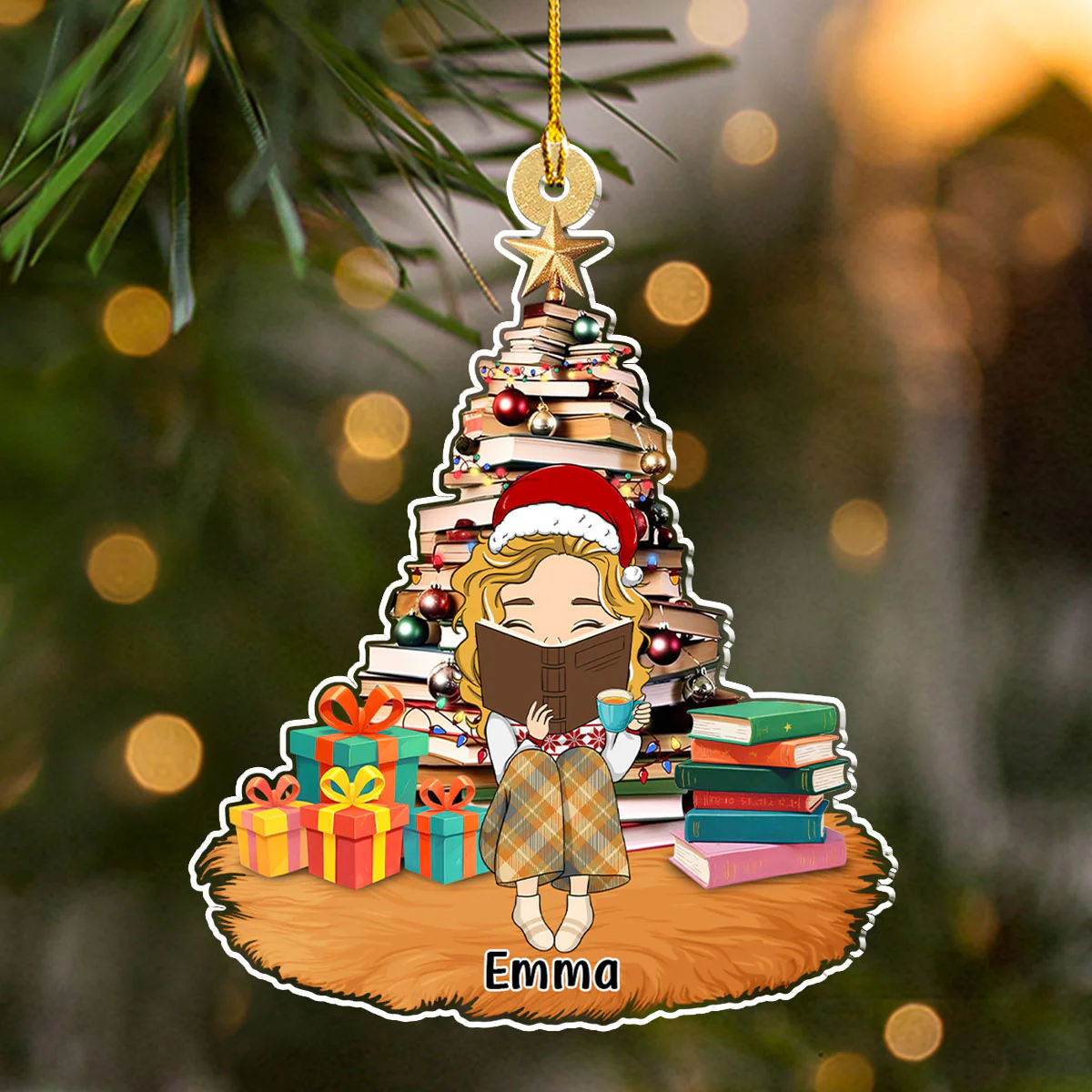 All I Want For Christmas Is A Good Book - Personalized Custom Acrylic Ornament - Image 4