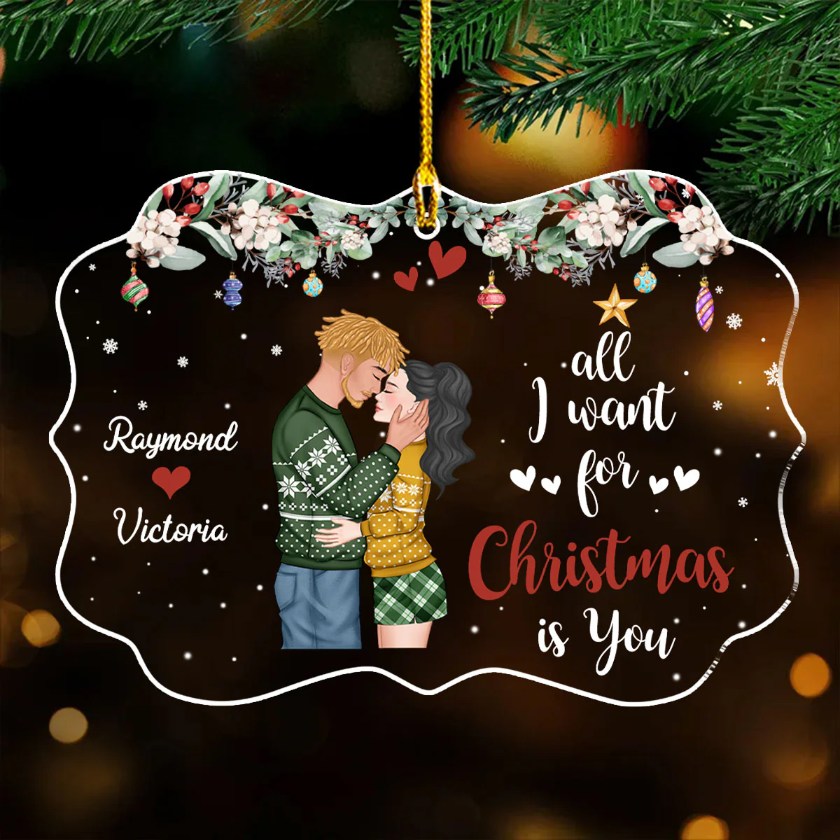 All I Want For Christmas Is You - Personalized Custom Acrylic Ornament - Image 2