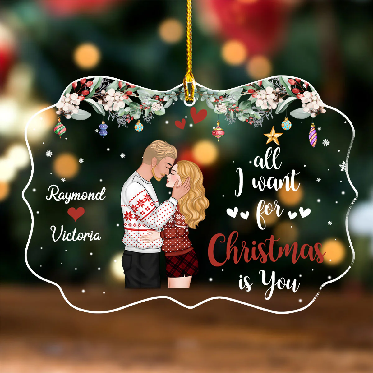 All I Want For Christmas Is You - Personalized Custom Acrylic Ornament - Image 3