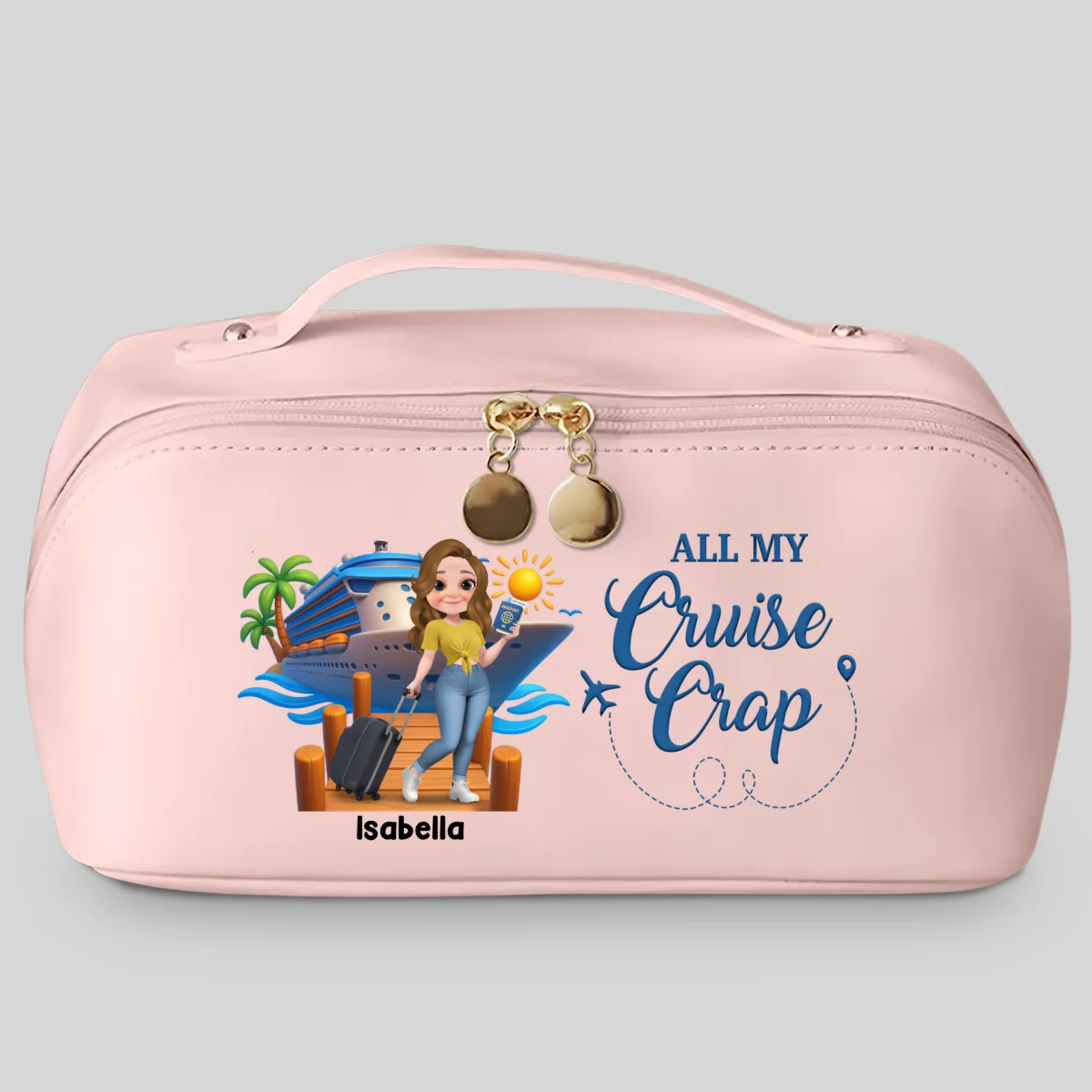 All My Cruise Crap - Personalized Custom Leather Makeup Bag - Image 8