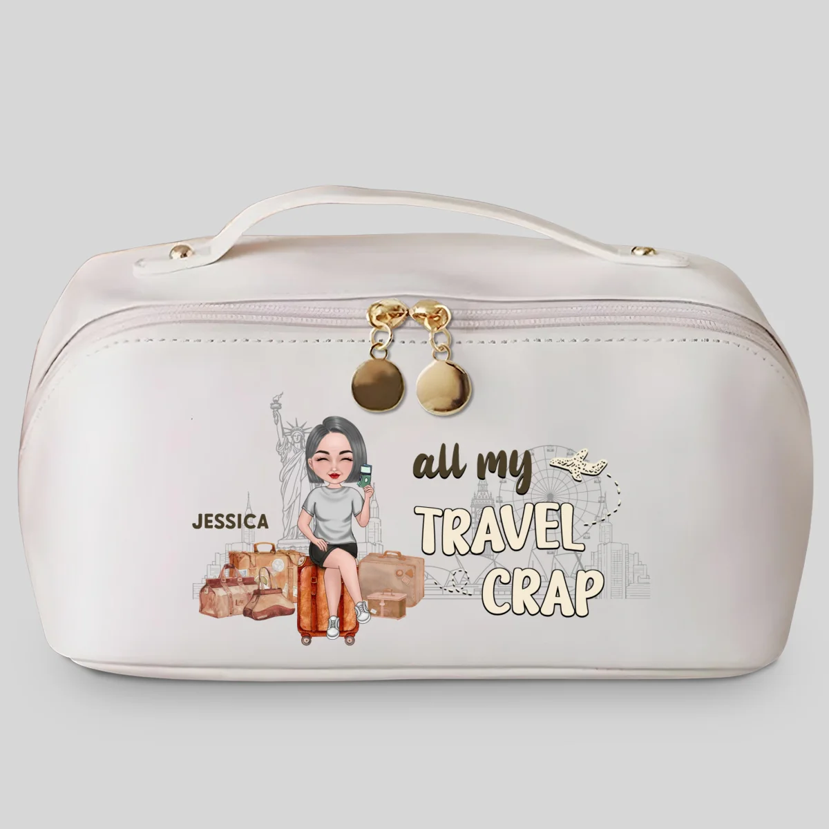 All My Travel Crap - Personalized Custom Leather Makeup Bag - Image 7