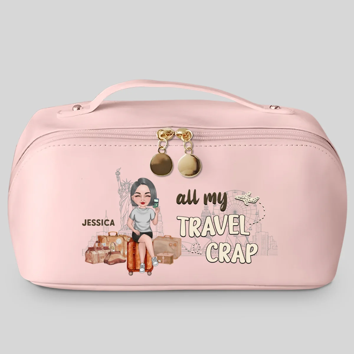 All My Travel Crap - Personalized Custom Leather Makeup Bag - Image 8