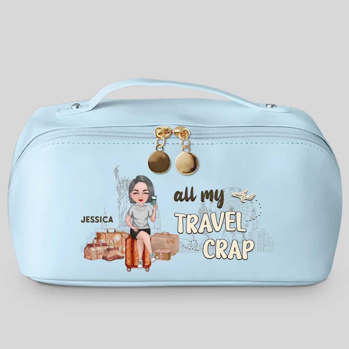 All My Travel Crap - Personalized Custom Leather Makeup Bag - Image 9