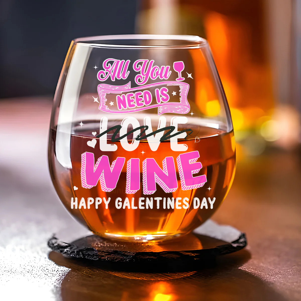 All You Need Is Wine - Personalized Custom Wine Glass - Image 3