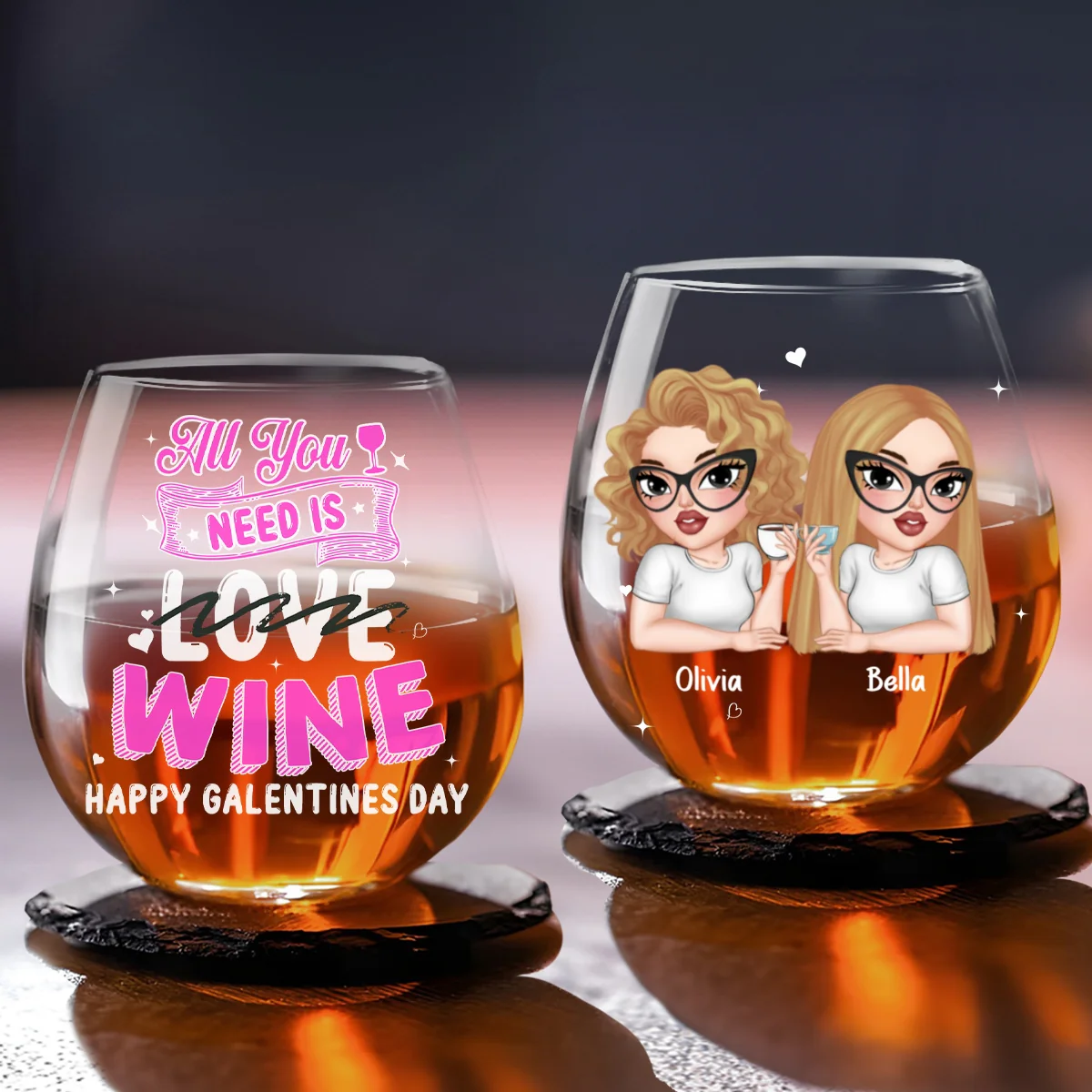 All You Need Is Wine - Personalized Custom Wine Glass - Image 5