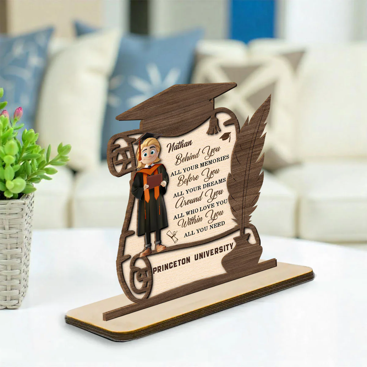 All Your Dreams Come True - Personalized Custom 2-Layer Wood Plaque With Flat Base - Image 5
