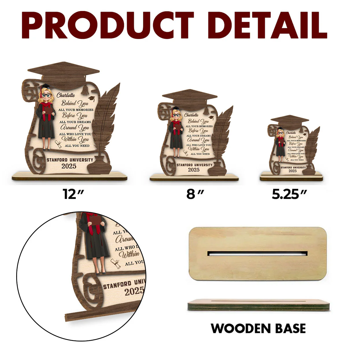 All Your Dreams Come True - Personalized Custom 2-Layer Wood Plaque With Flat Base - Image 6