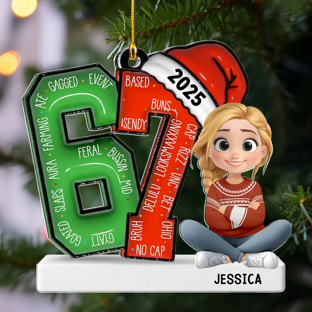 Alpha Six Seven Slang - Personalized Custom Acrylic Ornament - Image 5