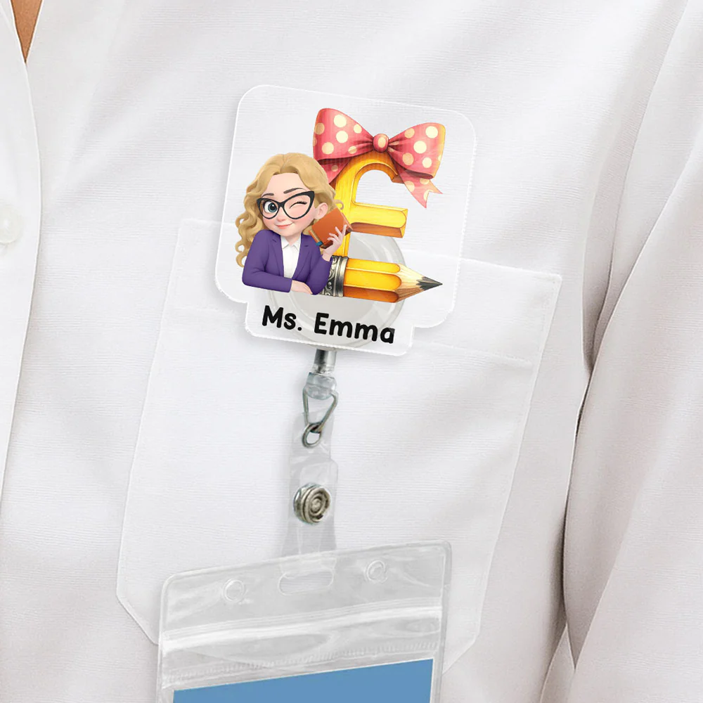 Alphabet Cartoonize - Personalized Custom Acrylic Badge Reel