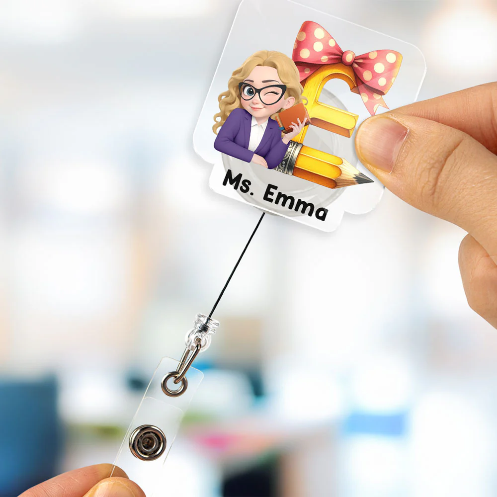 Alphabet Cartoonize - Personalized Custom Acrylic Badge Reel - Image 5