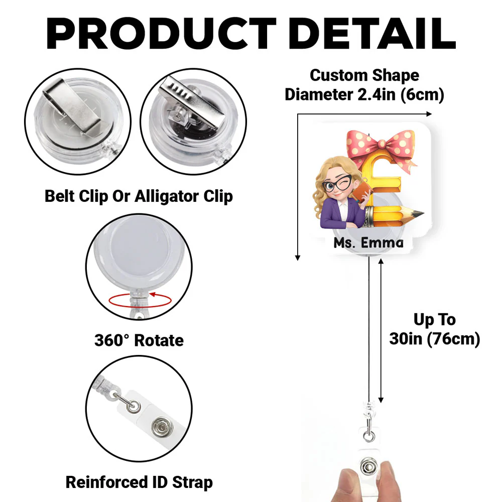 Alphabet Cartoonize - Personalized Custom Acrylic Badge Reel - Image 6
